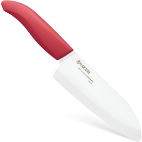 Faca Cerâmica Santoku Ergonomic 5.5" Lâmina Branca Cabo Vermelho Kyocera