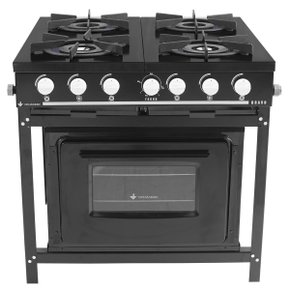 Fogão Profissional a Gás Bravo 4 Queimadores com Forno Preto Venâncio