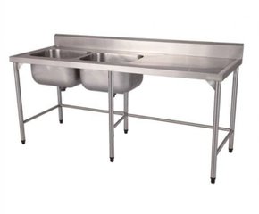 Pia Industrial Contraventada 2 Cubas em Aço Inox AISI 200 250x65x90 Qualinox
